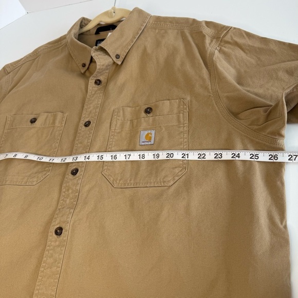 Carhartt Rugged Flex Men Shirt Short Sleeve Relaxed Fit Midweight Khaki Size XXL - Picture 13 of 14